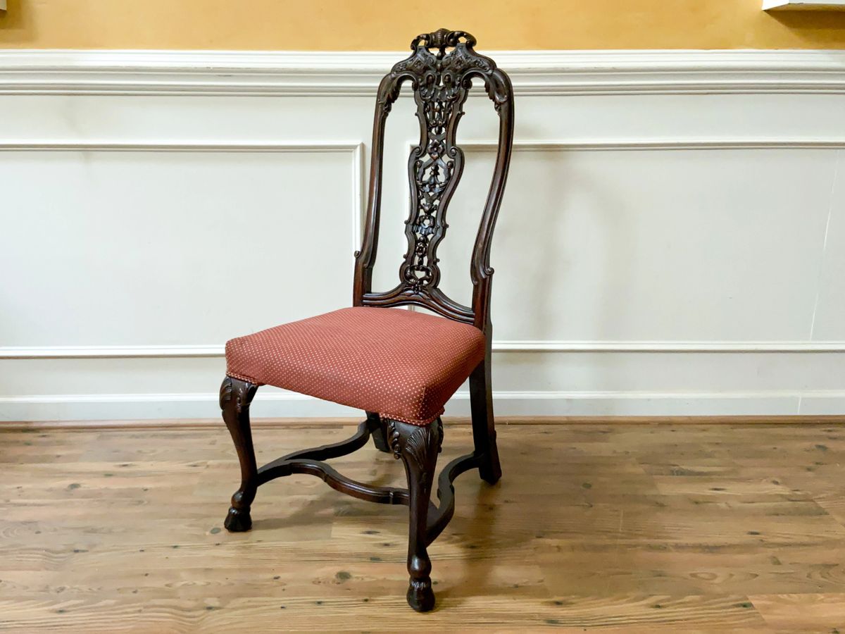 Antique Heavily Carved Hoof Foot Side Chair